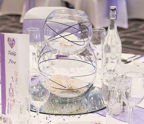 Wedding Table Feature Fish Bowls Mirror